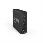 Rýchla stolná USB nabíjačka so stojančekom, 2x USB-C PD/QC, 2x USB-A, 60 W