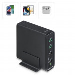 Rýchla stolná USB nabíjačka so stojančekom, 2x USB-C PD/QC, 2x USB-A, 60 W