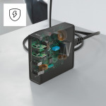 Rýchla stolná USB nabíjačka so stojančekom, 2x USB-C PD/QC, 2x USB-A, 60 W