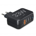 Rýchlonabíjačka, 4x USB-A, 33 W, čierna