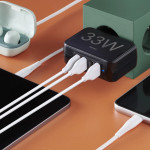 Rýchlonabíjačka, 4x USB-A, 33 W, čierna