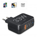 Rýchlonabíjačka, 4x USB-A, 33 W, čierna