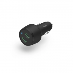 Rýchlonabíjačka do auta, 2x USB-C, PD, 45 W, čierna