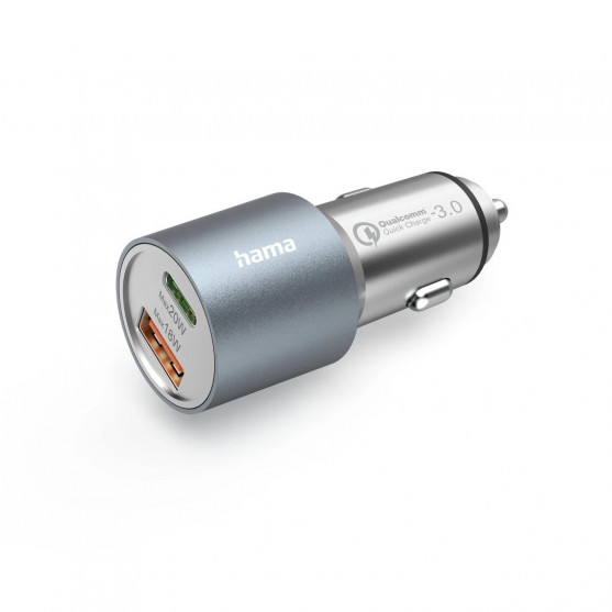 Rýchlonabíjačka do auta, 1x USB-C, 1x USB-A, PD, 38 W, kovová
