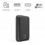 Hama PD10-HD powerbanka, 10000 mAh, 3 výstupy: 1x USB-C, 2x USB-A, PD, Qualcomm, max. 18 W/3 A