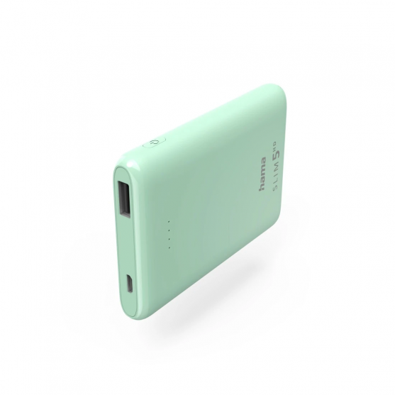 Hama SLIM 5HD, powerbanka, 5000 mAh, 1 A, výstup: USB-A, zelená Hama SLIM 5HD, powerbanka, 5000 mAh, 1 A, výstup: USB-A, zelená