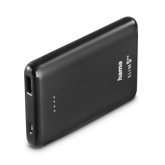 Hama SLIM 5HD, powerbanka, 5000 mAh, 1 A, výstup: USB-A, čierna Hama SLIM 5HD, powerbanka, 5000 mAh, 1 A, výstup: USB-A, čierna
