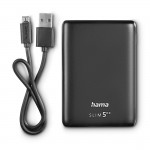 Hama SLIM 5HD, powerbanka, 5000 mAh, 1 A, výstup: USB-A, čierna Hama SLIM 5HD, powerbanka, 5000 mAh, 1 A, výstup: USB-A, čierna