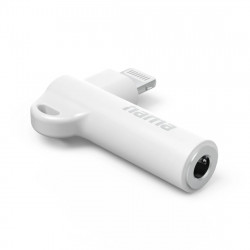 Adaptér Aux Lightning – 3,5 mm jack konektor, 90° uhlový konektor, biely
