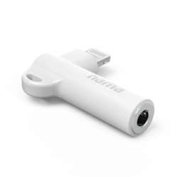 Adaptér Aux Lightning – 3,5 mm jack konektor, 90° uhlový konektor, biely
