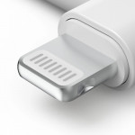 Adaptér Aux Lightning – 3,5 mm jack konektor, 90° uhlový konektor, biely