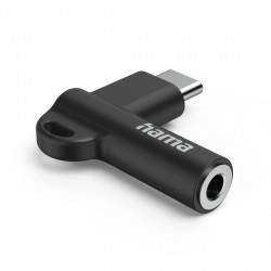 Aux-adaptér USB-C – 3,5 mm jack zásuvka, 90° uhlový konektor, čierny