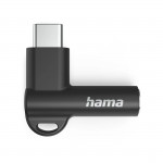 Aux-adaptér USB-C – 3,5 mm jack zásuvka, 90° uhlový konektor, čierny