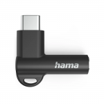 Aux-adaptér USB-C – 3,5 mm jack zásuvka, 90° uhlový konektor, čierny