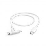 Nabíjací kábel 2 v 1, USB-C - USB-C alebo Lightning, MFI, 1,5 m, biely Nabíjací kábel 2 v 1, USB-C - USB-C alebo Lightning, MFI, 1,5 m, biely