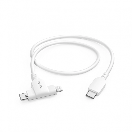Nabíjací kábel 2 v 1, USB-C - USB-C alebo Lightning, MFI, 1,5 m, biely Nabíjací kábel 2 v 1, USB-C - USB-C alebo Lightning, MFI, 1,5 m, biely