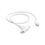 Nabíjací kábel 2 v 1, USB-C - USB-C alebo Lightning, MFI, 1,5 m, biely