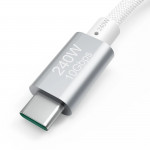 USB-C 3.2 Gen2 kábel, 1,5 m, 10 Gb/s, 240 W, biely