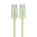 Nabíjací kábel Fabric, USB-C - USB-C, 1 m, nylon, zelený Nabíjací kábel Fabric, USB-C - USB-C, 1 m, nylon, zelený