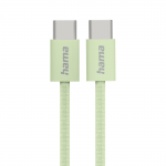 Nabíjací kábel Fabric, USB-C - USB-C, 1 m, nylon, zelený