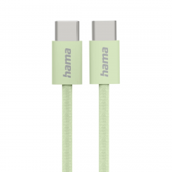Nabíjací kábel Fabric, USB-C - USB-C, 1 m, nylon, zelený