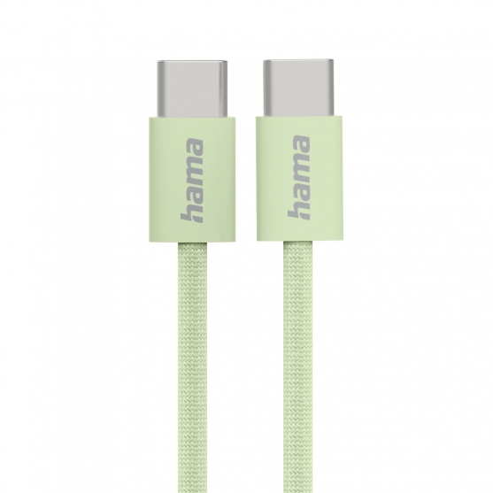 Nabíjací kábel Fabric, USB-C - USB-C, 1 m, nylon, zelený