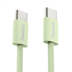 Nabíjací kábel Fabric, USB-C - USB-C, 1 m, nylon, zelený