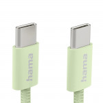 Nabíjací kábel Fabric, USB-C - USB-C, 1 m, nylon, zelený Nabíjací kábel Fabric, USB-C - USB-C, 1 m, nylon, zelený