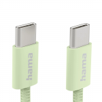 Nabíjací kábel Fabric, USB-C - USB-C, 1 m, nylon, zelený