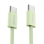 Nabíjací kábel Fabric, USB-C - USB-C, 1 m, nylon, zelený