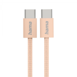 Nabíjací kábel Fabric, USB-C - USB-C, 1 m, nylon, oranžový