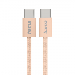 Nabíjací kábel Fabric, USB-C - USB-C, 1 m, nylon, oranžový