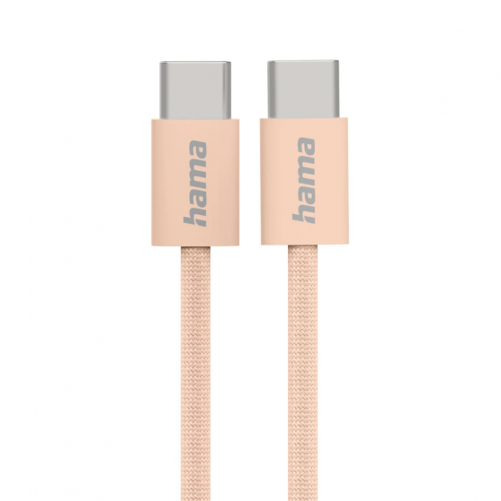 Nabíjací kábel Fabric, USB-C - USB-C, 1 m, nylon, oranžový