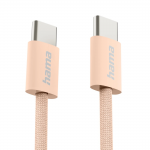 Nabíjací kábel Fabric, USB-C - USB-C, 1 m, nylon, oranžový