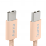 Nabíjací kábel Fabric, USB-C - USB-C, 1 m, nylon, oranžový