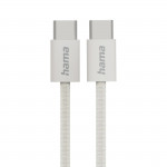Nabíjací kábel Fabric, USB-C - USB-C, 1 m, nylon, béžová Nabíjací kábel Fabric, USB-C - USB-C, 1 m, nylon, béžová