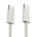 Nabíjací kábel Fabric, USB-C - USB-C, 1 m, nylon, béžová Nabíjací kábel Fabric, USB-C - USB-C, 1 m, nylon, béžová