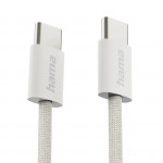 Nabíjací kábel Fabric, USB-C - USB-C, 1 m, nylon, béžová