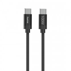 Nabíjací kábel Fabric, USB-C - USB-C, 100W, 1,5 m, nylon, čierny