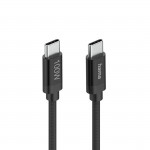 Nabíjací kábel Fabric, USB-C - USB-C, 100W, 1,5 m, nylon, čierny