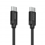 Nabíjací kábel Fabric, USB-C - USB-C, 100W, 1,5 m, nylon, čierny