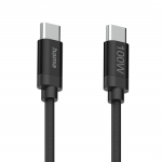 Nabíjací kábel Fabric, USB-C - USB-C, 100W, 1,5 m, nylon, čierny