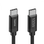 Nabíjací kábel Fabric, USB-C - USB-C, 100W, 1,5 m, nylon, čierny