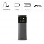 Power Pack High Power, 65 W, 20000 mAh, 2x USB-C, USB-A, rýchle nabíjanie