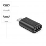 Adaptér, USB-C zásuvka - Micro-USB konektor, 3 kusy, čierna