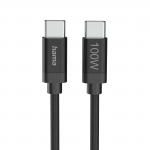 Nabíjací kábel Fabric, USB-C - USB-C, 100W, 3 m, nylon, čierny