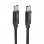 Nabíjací kábel Fabric, USB-C - USB-C, 100W, 3 m, nylon, čierny