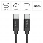 Nabíjací kábel Fabric, USB-C - USB-C, 100W, 3 m, nylon, čierny Nabíjací kábel Fabric, USB-C - USB-C, 100W, 3 m, nylon, čierny