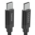 Nabíjací kábel Fabric, USB-C - USB-C, 100W, 3 m, nylon, čierny Nabíjací kábel Fabric, USB-C - USB-C, 100W, 3 m, nylon, čierny