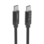 Nabíjací kábel Fabric, USB-C - USB-C, 100W, 3 m, nylon, čierny